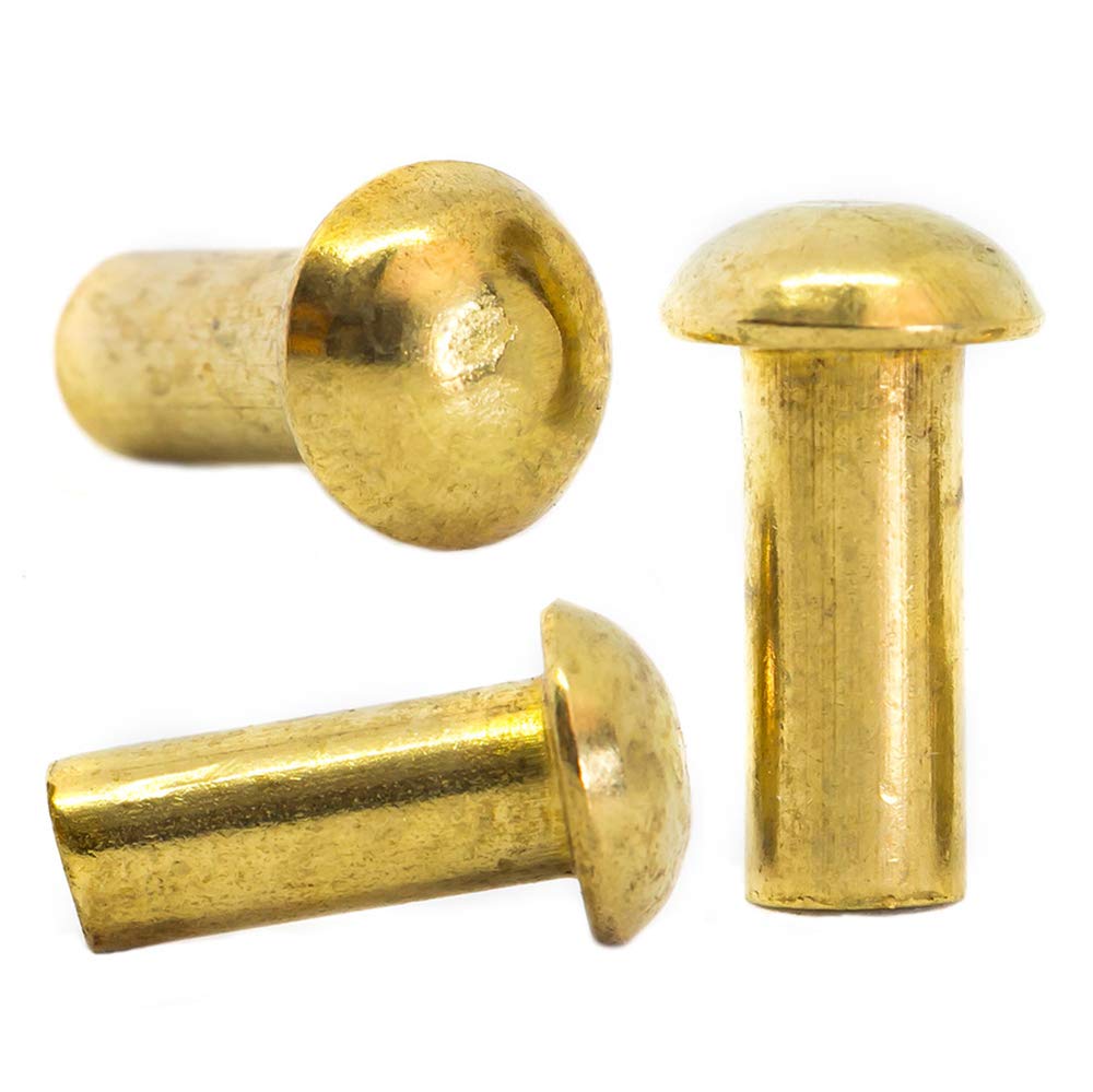 Solid Brass Button Round Head Rivets DIN 660 (50, M6 x 10mm) - D01B 6x10_50