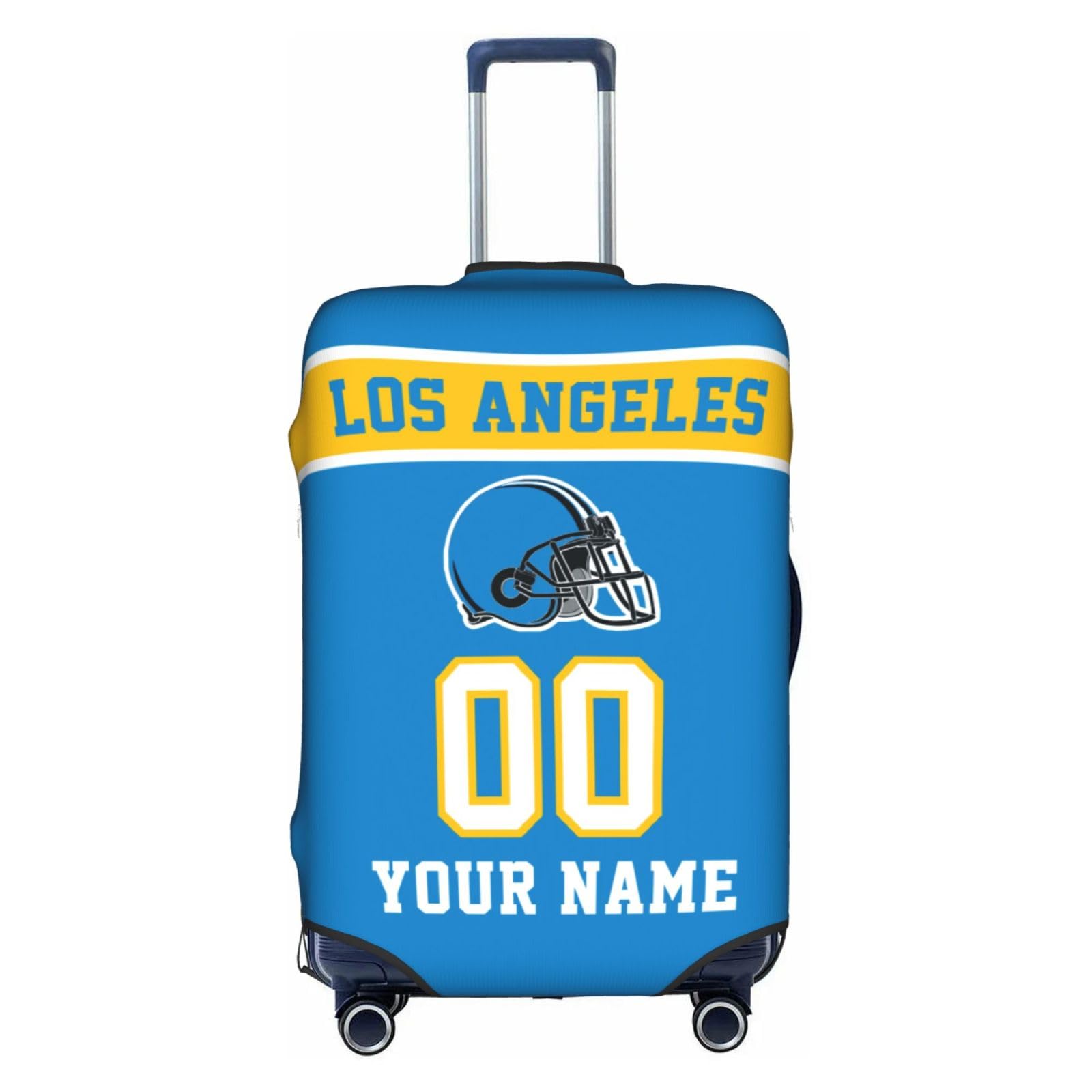 Custom Los Angeles C Luggage Cover Personalized Football Style Suitcase Cover with Name Number Customized Washable Elastic Sports Travel Suitcase Protector for Business Vacation Gifts