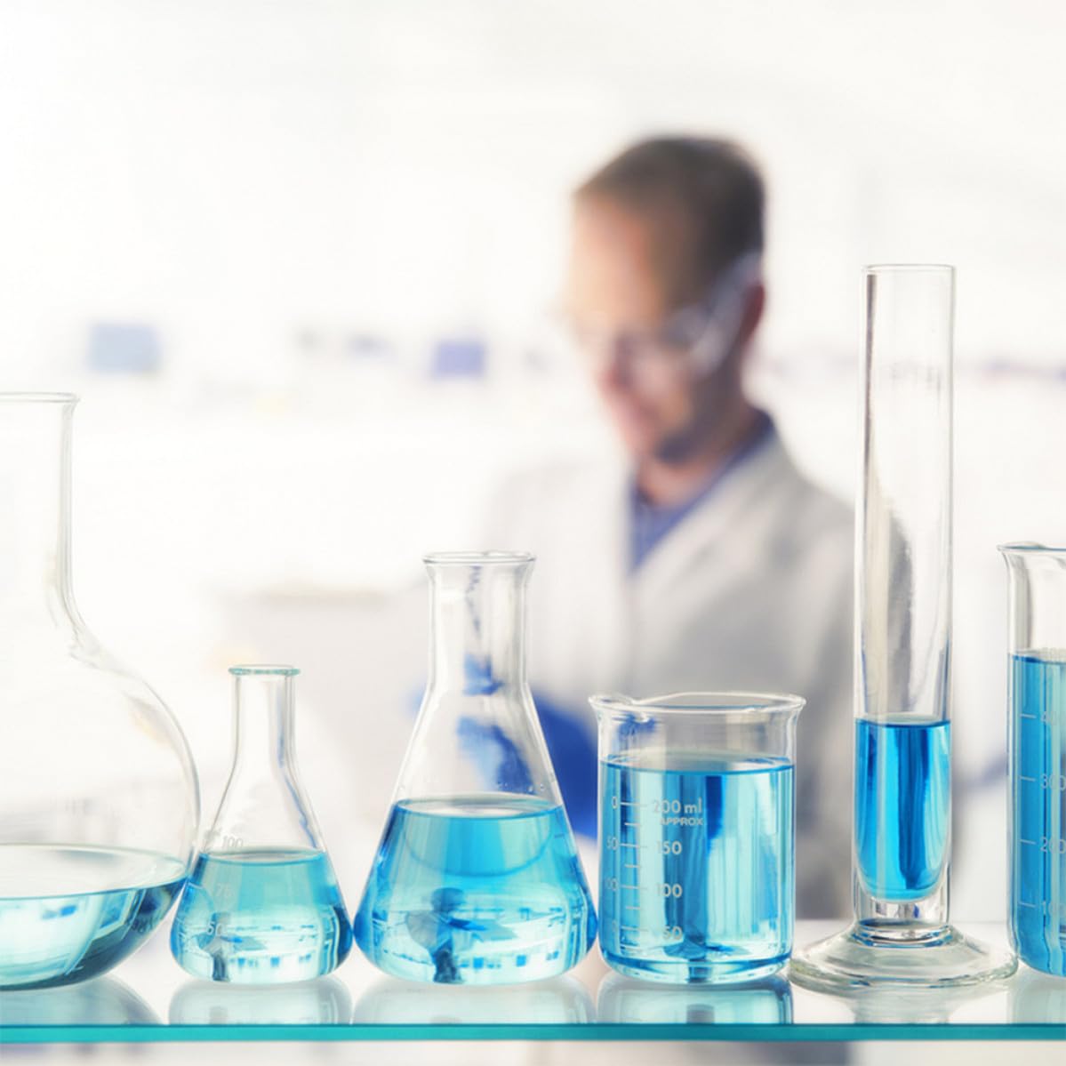 GANAZONO Matraz Cónico de Vidrio Espesado de Borosilicato 4 Piezas Fondo Plano para Experimentos Escolares y Laboratorio Químico