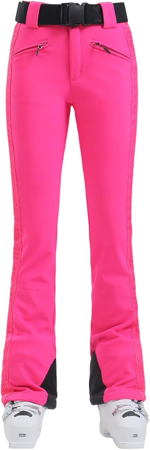 GSOU SNOW Womens Ski Pants Slim Fit Waterproof Insulated Snow Pants Flared Winter Outdoor Hiking Warm