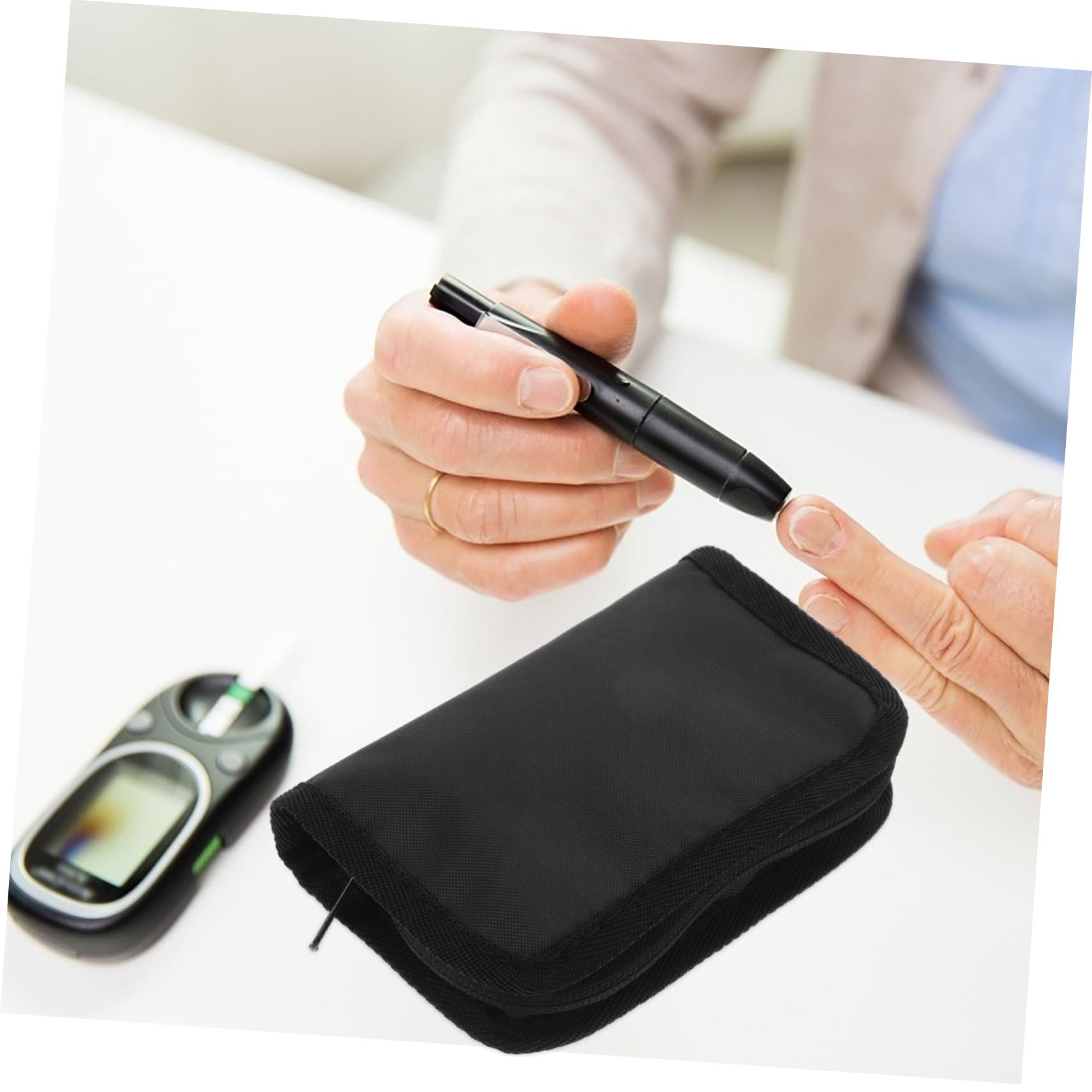 CALLARON 15 Pezzi Borsa per la conservazione del glucometro custodia portatile buste portaoggetti copertura del glucometro custodia per portatile Fodera 210d Black