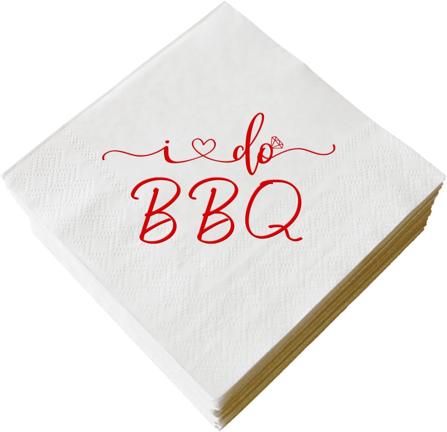 I Do BBQ Cocktail Napkins, 50 Pack Red Foil Disposable Paper Cocktail Beverage