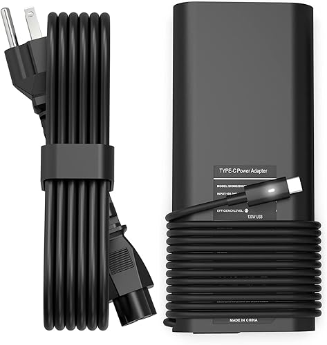 PIOEVTKA Adaptador USB C tipo C de 130 W, cargador para portátil compatible con Dell XPS 15 2 en 1 9575 Precision 5530 2 en 1 5550 5750 3560 3550