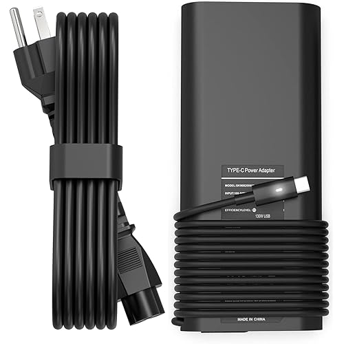 PIOEVTKA 130W USB C Type C Adapter Laptop Charger Compatible with Dell XPS 15 2in1 9575 Precision 5530 2in1 5550 5750 3560 3550 3551 Latitude 7410 7310 7210 9410 9510 9575 5420 5520 5510 Power Cord