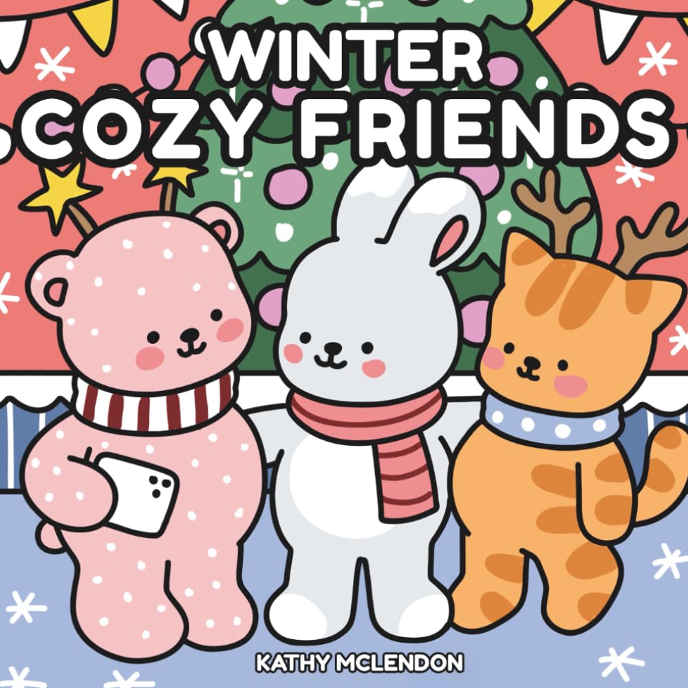 Cozy Friends Winter Coloring Book for Adults: Easy and Bold Designs with Thick Lines for Relaxation and Holiday Fun (Bold and Easy Coloring Books)