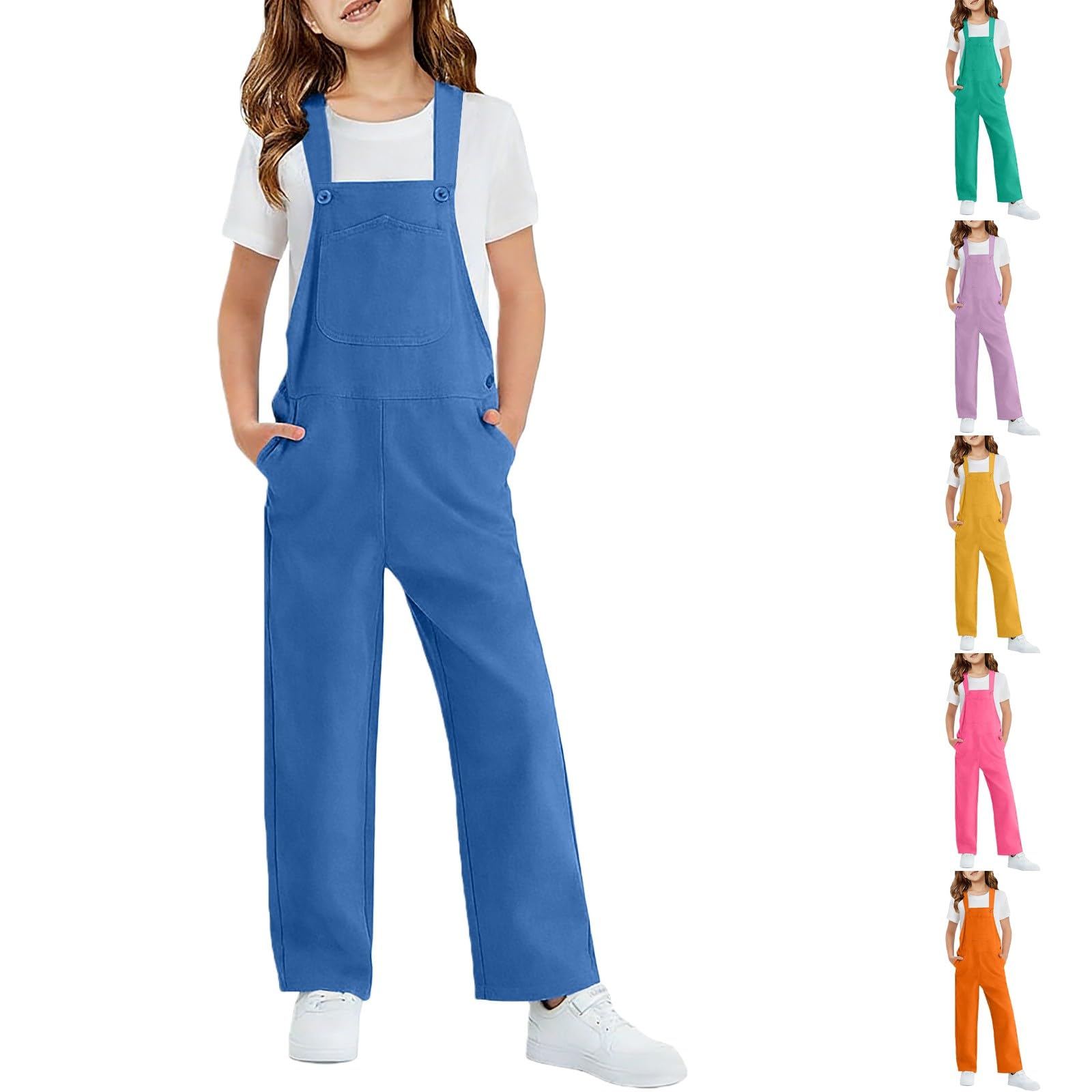 Salopette réglable en coton pour enfants avec jambes amples décontractées - 7