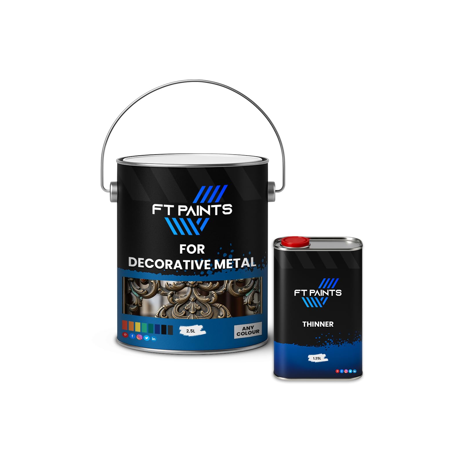 Fabiot. Ral 7042-Traffic Grey A Ft Paints Kit 1K Metal Satin Paint For Decorative Metal 3.75L