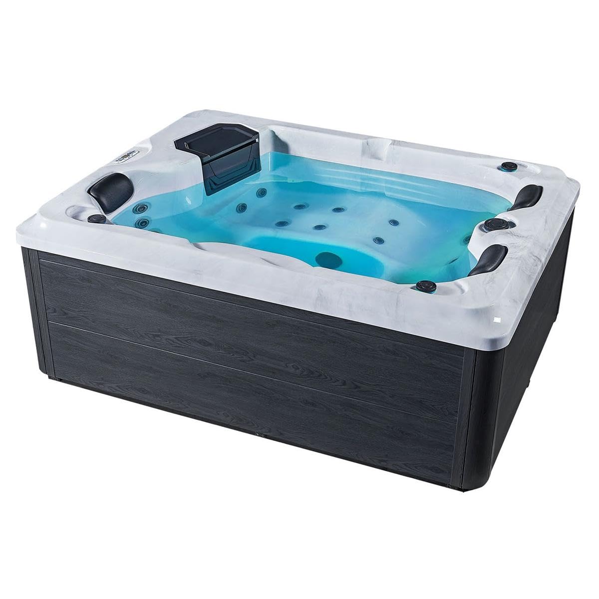 Luxus Outdoor Whirlpool Berlin (Weiß) – 210x160 cm – mit 31 Massagedüsen, Heizung, Ozon, LED – Hot Tub für 2–3 Personen – Winterfest – Garten & Terrasse