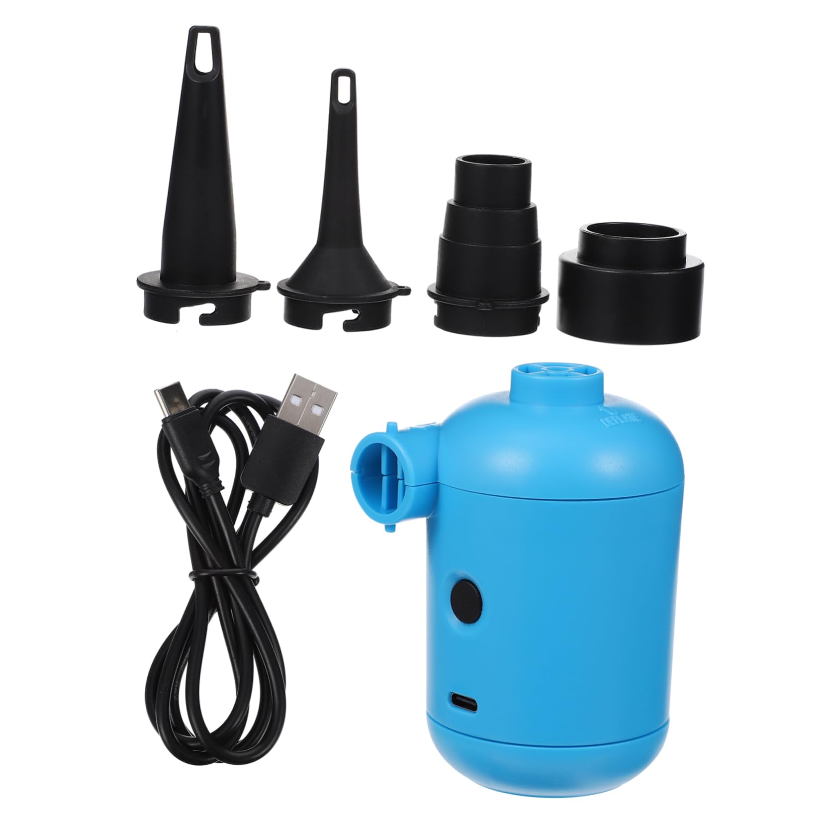 HONMEET USB Electric Air Pump Compact Inflator Deflator for Swimming Rings Pool Floats Inflatable Beds Quick Inflate Deflate Includes Nozzles Ergonomic Design
