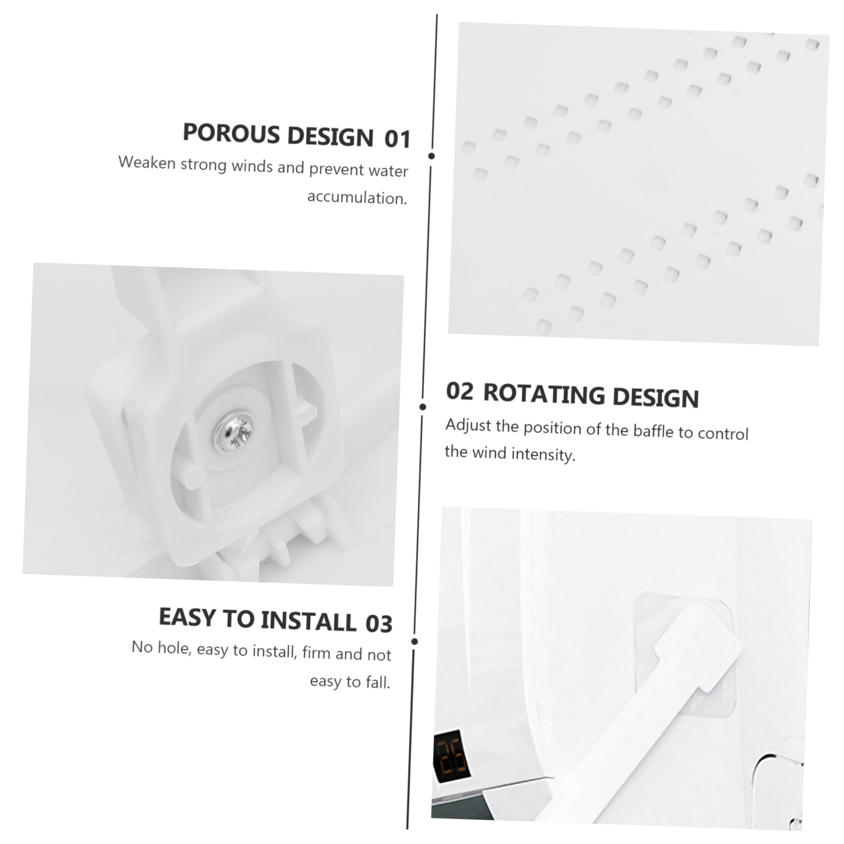 2pezzi Deflettore Anti-vento Per Condizionatori Accessorio Per Aria Centrale e Murale Materiale Selezionato Facile Installazione Adatto Per Casa e Ufficio