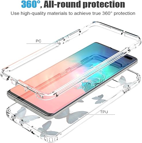 Miniatura 3 de Funda para Galaxy S10 Plus (no compatible con S10 5G), Samsung S10 Plus Funda transparente, TPU 360, cuerpo completo, a prueba de golpes, híbrida,
