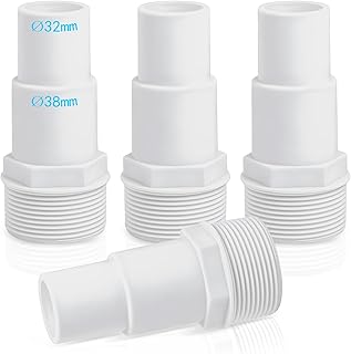 UTEFIF Juego de 4 Conectores de Manguera para Piscina, diámetro de 32/38 mm a Boquilla de Manguera de 1,5 Pulgadas, Adaptador de Piscina, Color Blanco