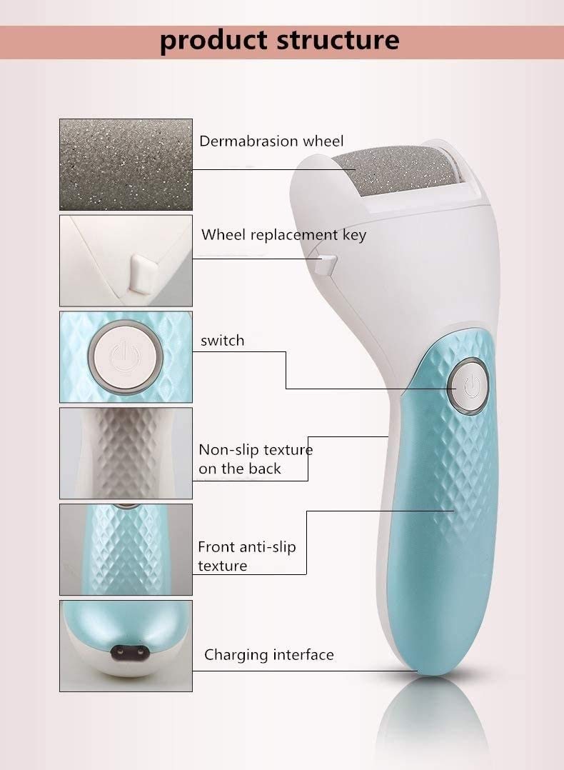 Elettrico Callus di rimozione, Foot File Elettronica Ricaricabile del callo Rasoio for i Piedi Pedicure Kit Professionale Strumenti Impermeabile rimozione Pedi con 3 Roller Heads grossolane