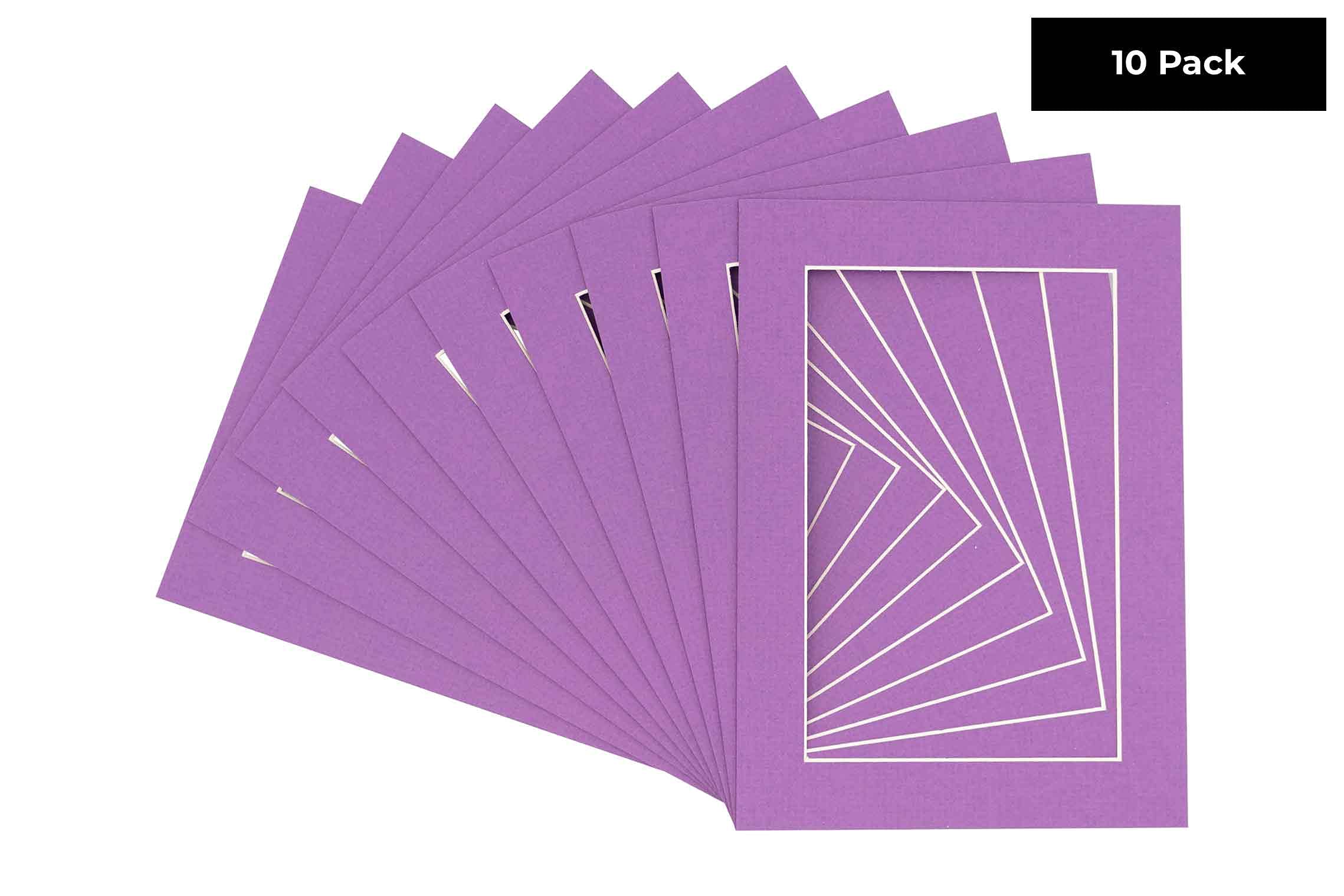 Pack of TEN 16x20 Mats Bevel Cut for 13x16 Photos - Acid Free Dark Purple Precut Matboards For Pictures, Photos, Framing - 4-ply Thickness