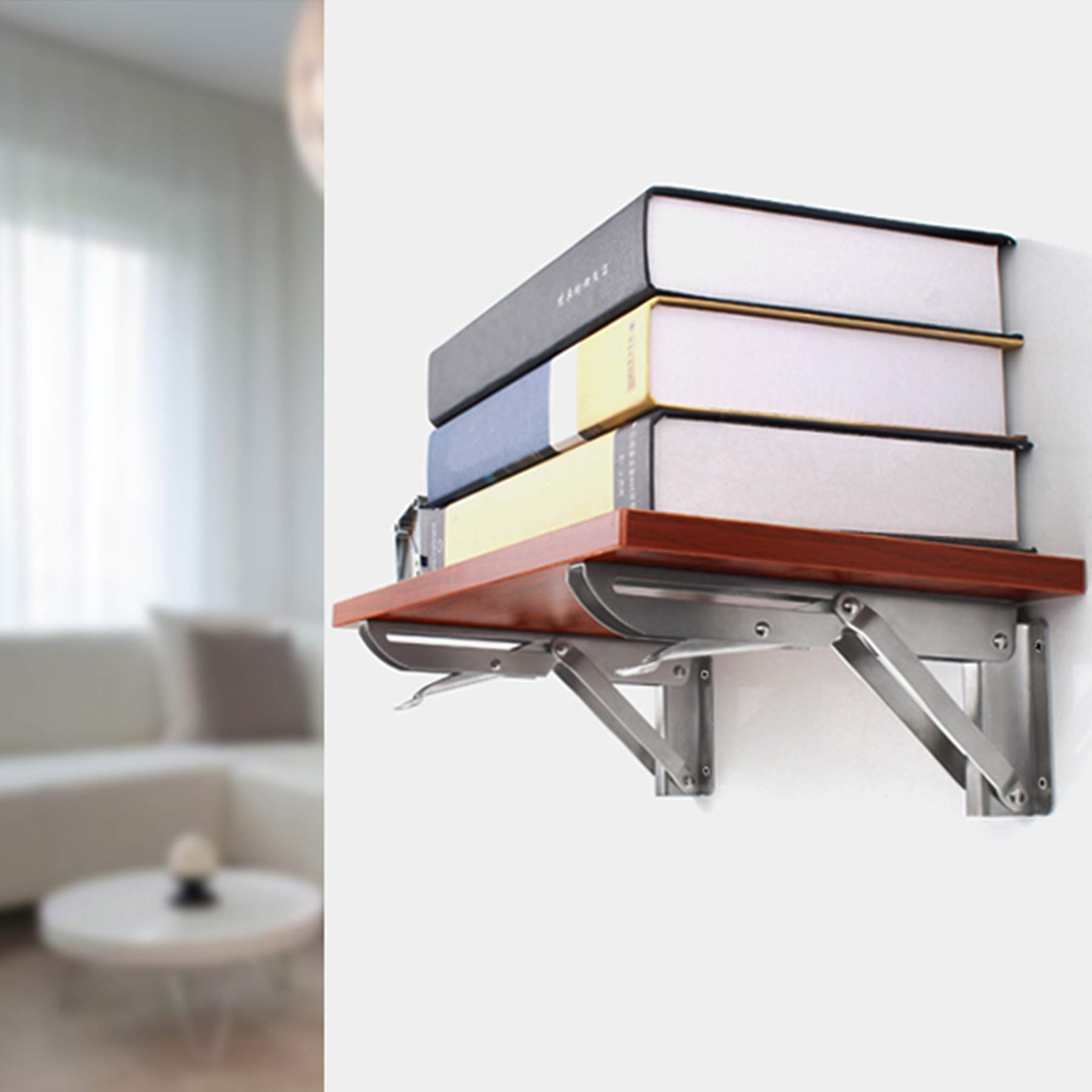 Buy Folding Shelf Bracket 8 Inch, 2 Pack Stainless Steel Folding