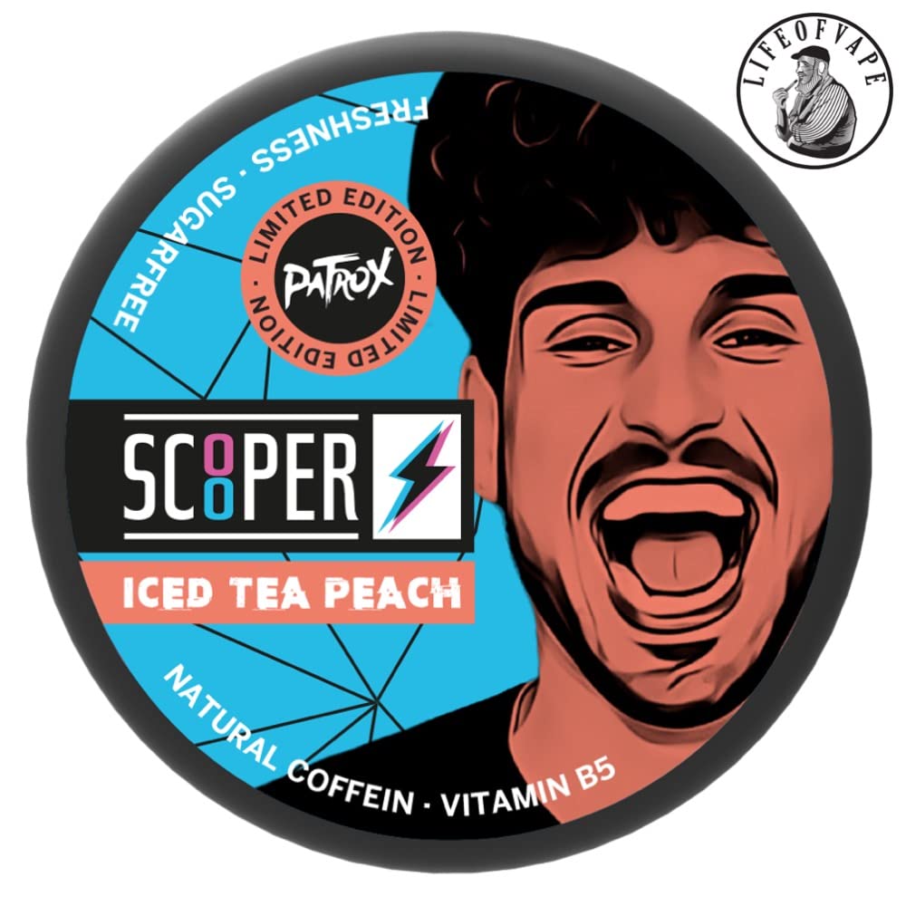 Scooper WSZYSTKIE RODZAJE Energy Booster Pouches stare. do snus I worki do żucia na tytoń do żucia (Iced Tea Peach)