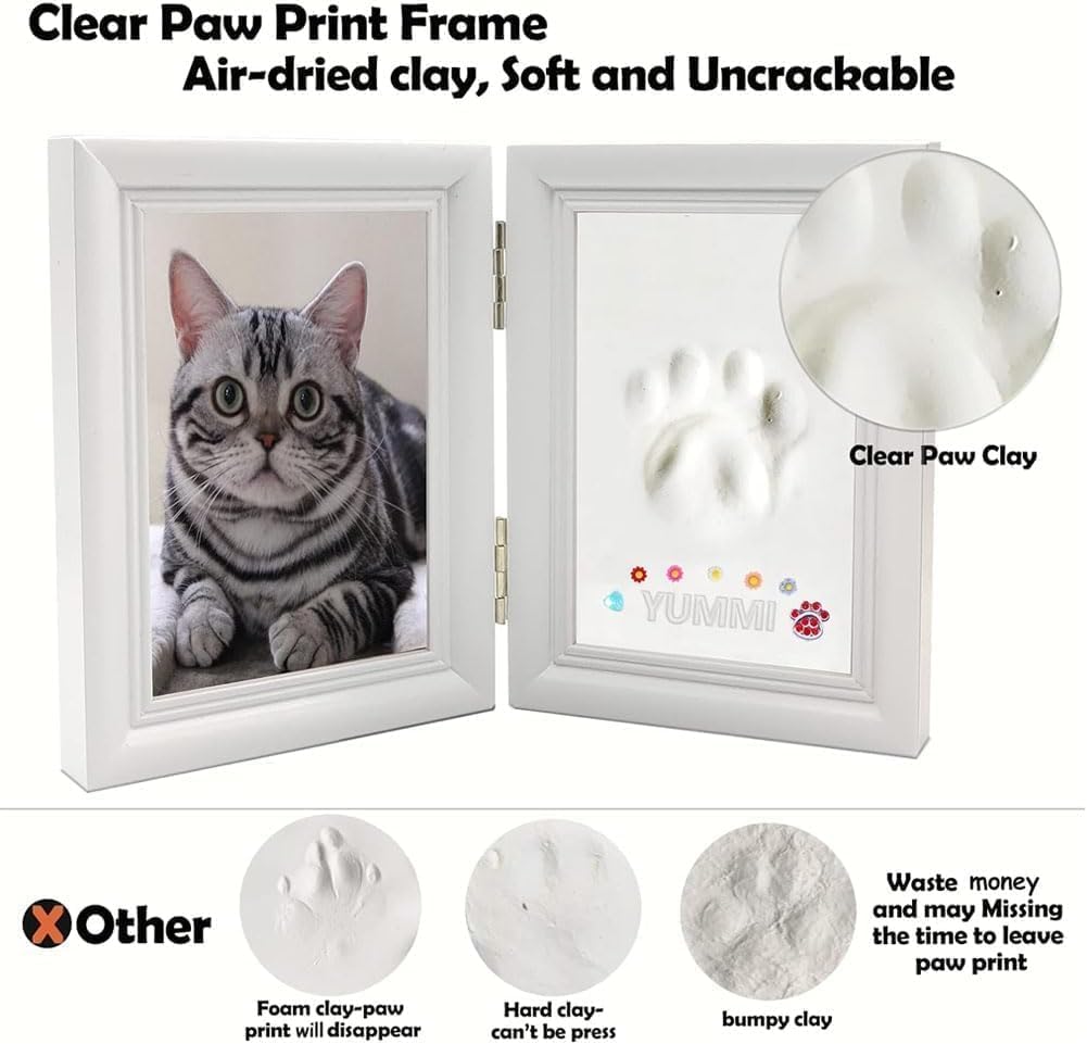 Set di impronte di zampe per cani e gatti, fai da te, in legno 3D, per cani o proprietari di gatti, per animali domestici (bianco)