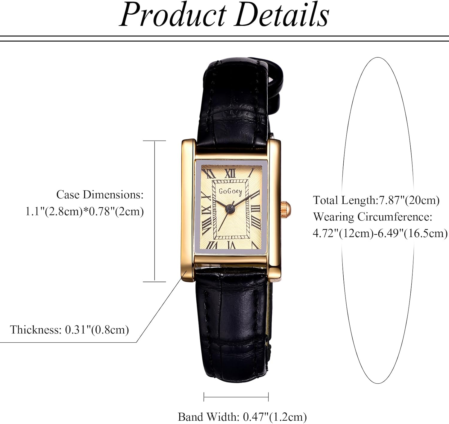 Lancardo Small Wristwatch for Women: Analog Quartz Square Leather Strap Roman Numerals Dainty Watches for Lady - Image 2