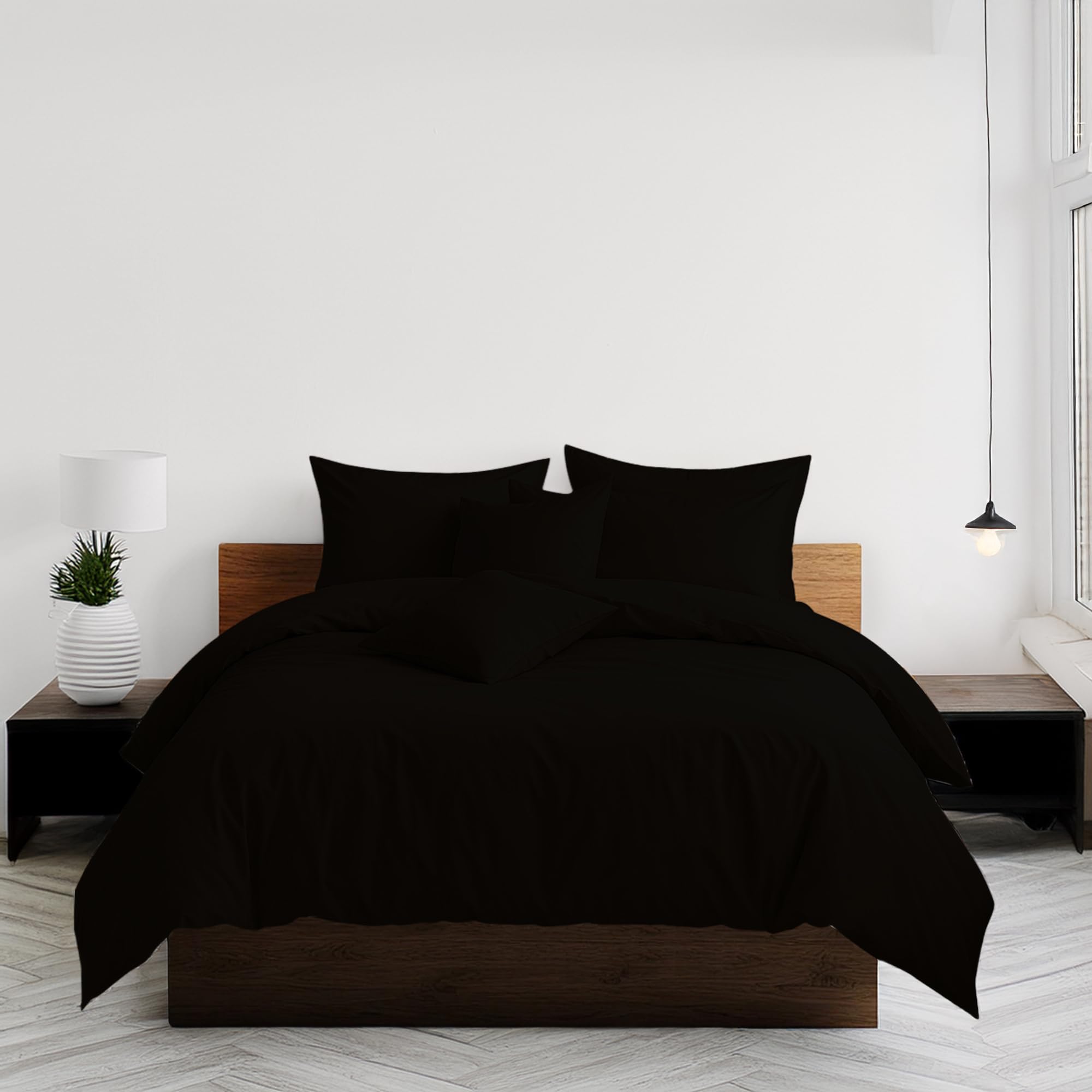 Plain Dyed Easy Care Polycotton Duvet Cover And Pillowcase/s Set Bed Linen Black from B&Q