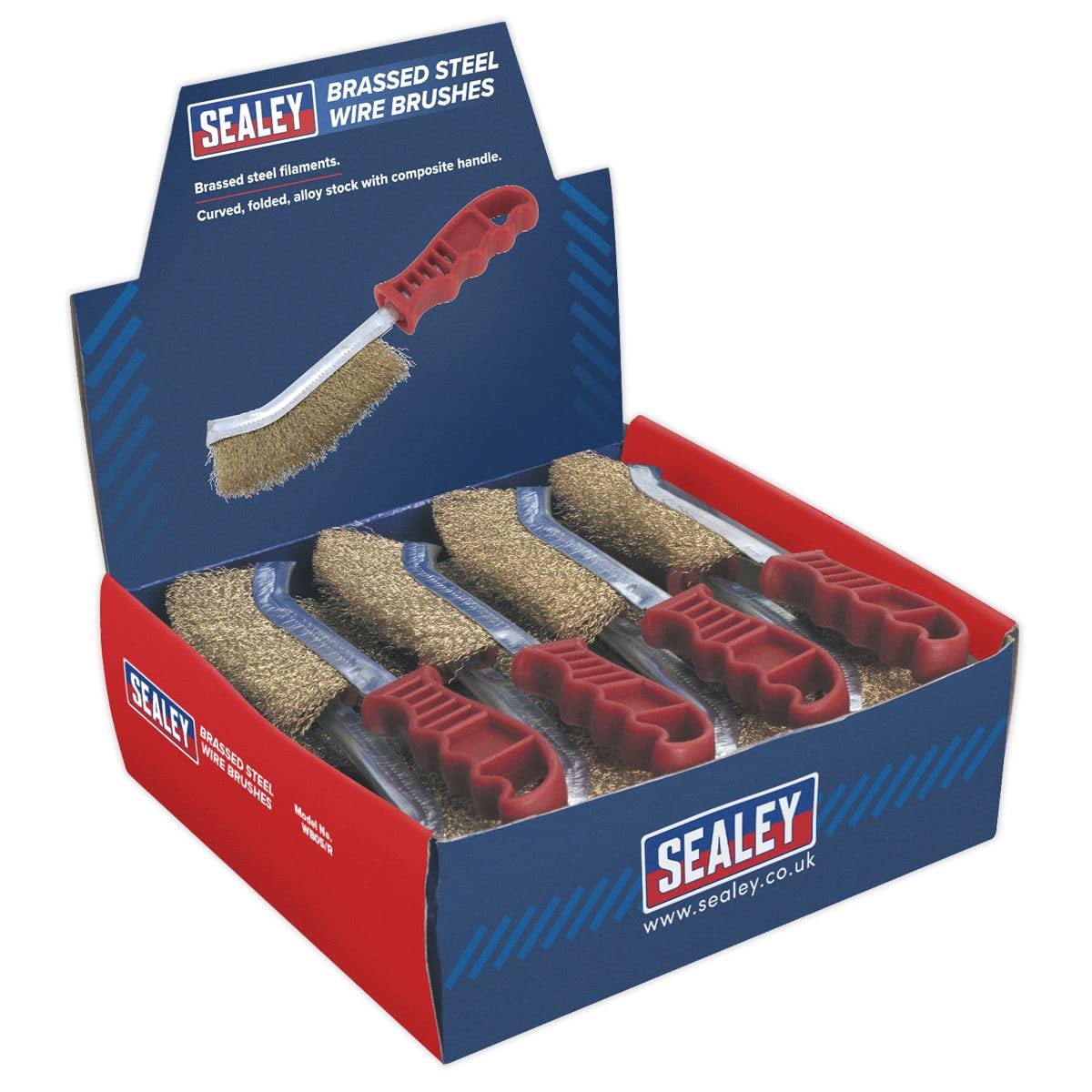 SEALEY brosse métallique Brassed acier poignée en plastique Film de boîte avec 24