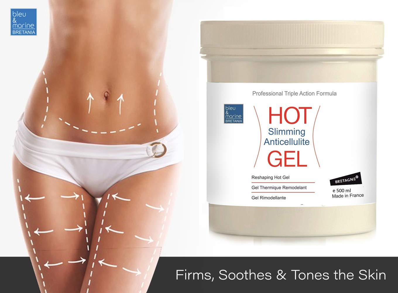 Gel Anticelulitico Efecto Calor Quema Grasa, Reductor y Anticelulitis con Efecto Reafirmante y Detox. Tratamiento Profesional con Aparatología y en Casa Hombre y Mujer - 500 ml