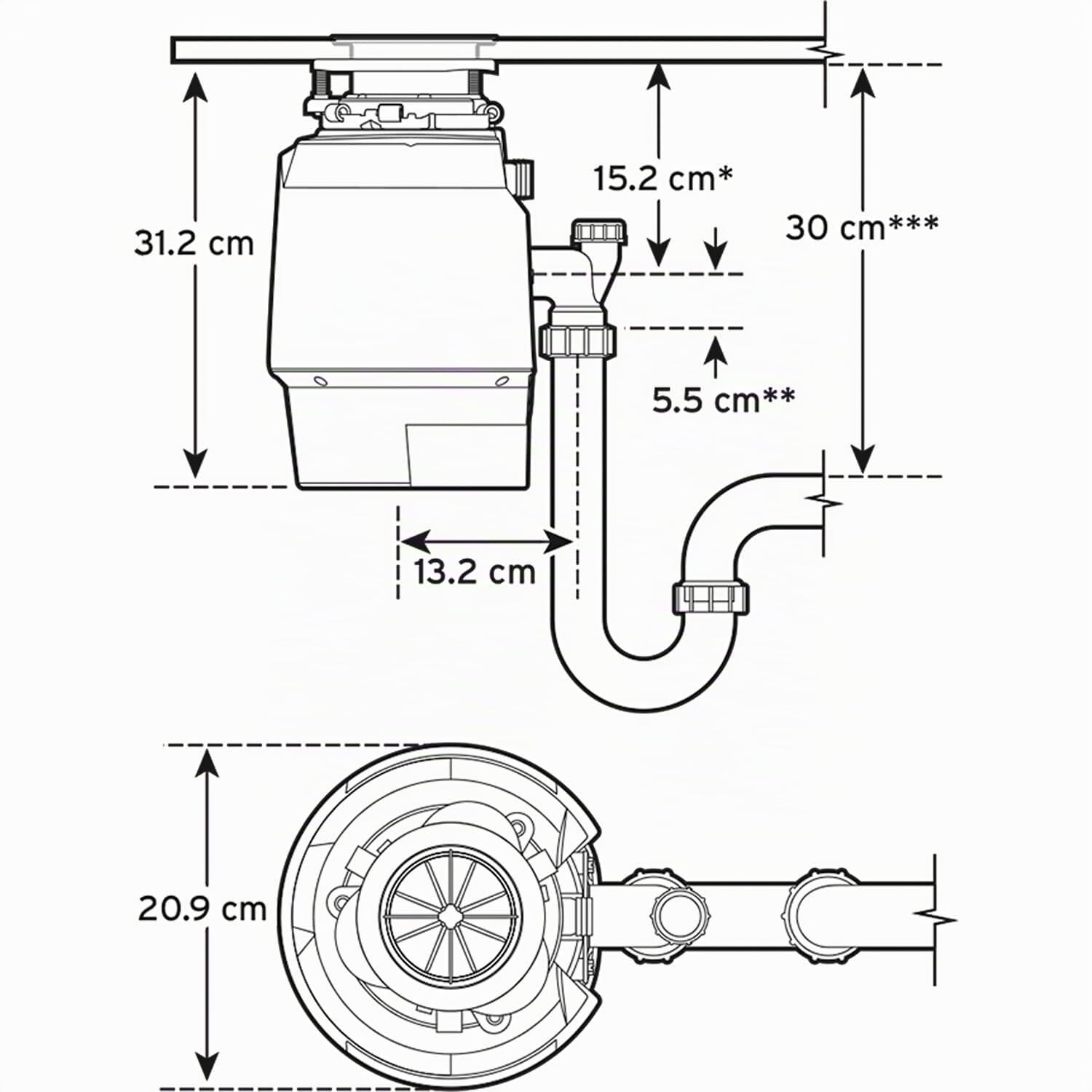 Insinkerator Premium 700 EC - Trituradora de residuos de cocina con motor de inducción de 0,75 CV y interruptor de aire
