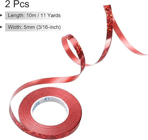 Miniatura 7 de PATIKIL Cinta rizadora de globos engarzados de 316 pulgadas láser metálico brillante 11 yardas iridiscente 2 rollos para decoración de fiestas,