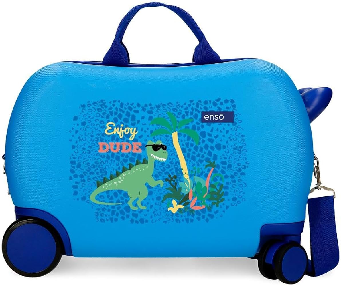 Enso My Favorite Book Valigia Rigida Per Bambini 38 Cm | Design Colorato Con Pompon | 4 Ruote Girevoli | Blu