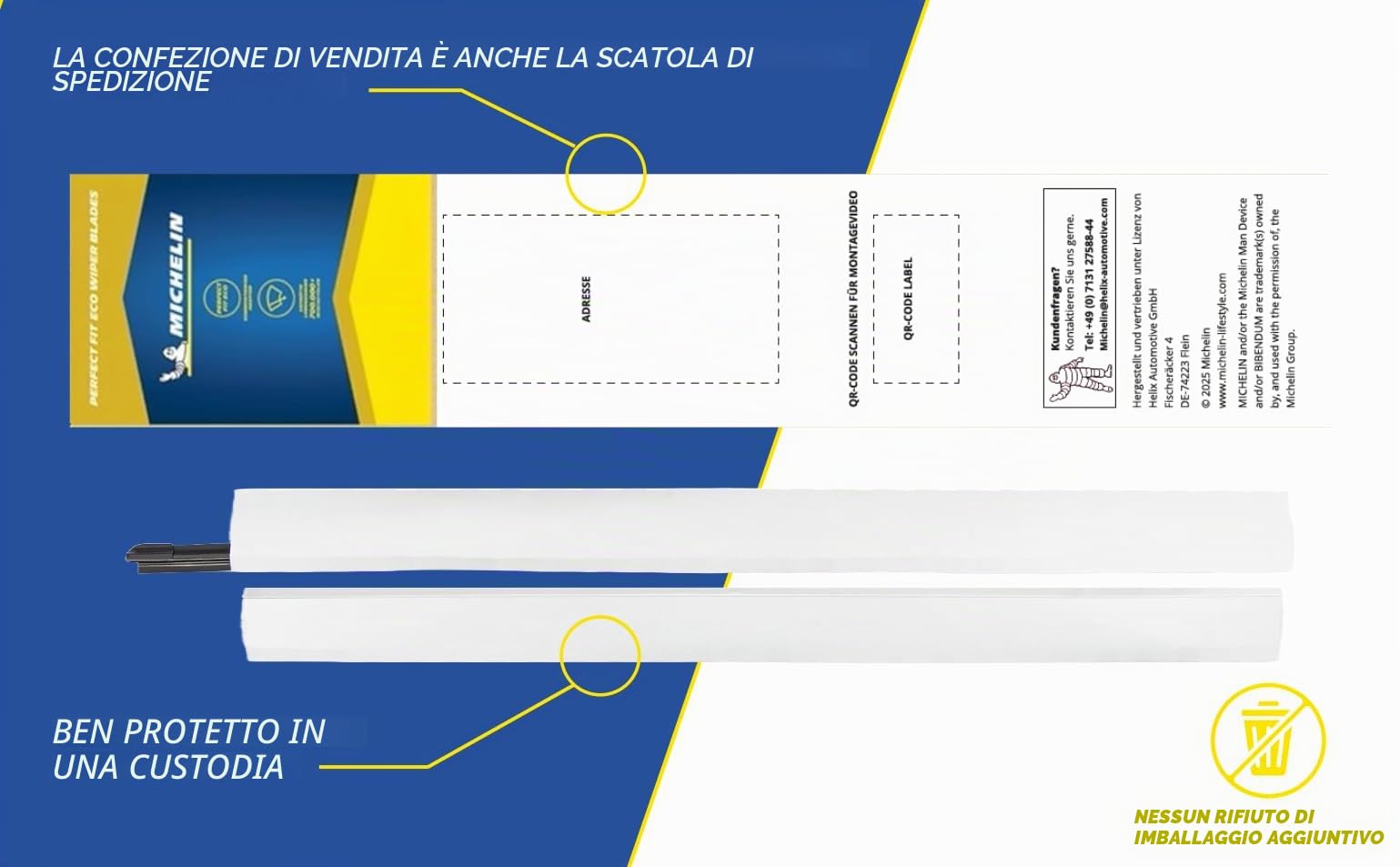 MICHELIN Perfect Fit 233 Set di tergicristalli anteriori, Mercedes Benz serie E e serie CLS Coupé, 600/550 mm, spazzole tergicristallo anteriori senza articolazioni, perfetta vestibilità, silenziose