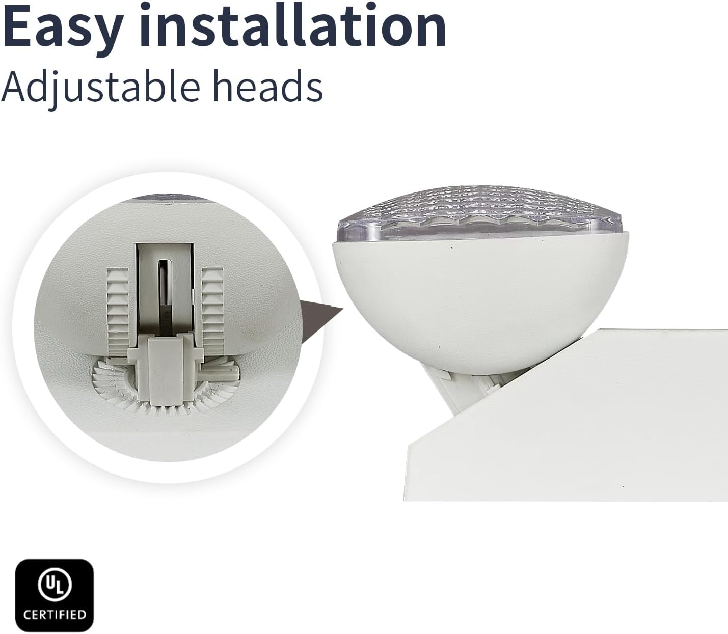 LEDONE Emergency Light, Two LED Rotatable Square Heads, Emergency Exit Light with Battery Backup, 120-277Vac, Damp Location, UL 924, Title 20, 1PK