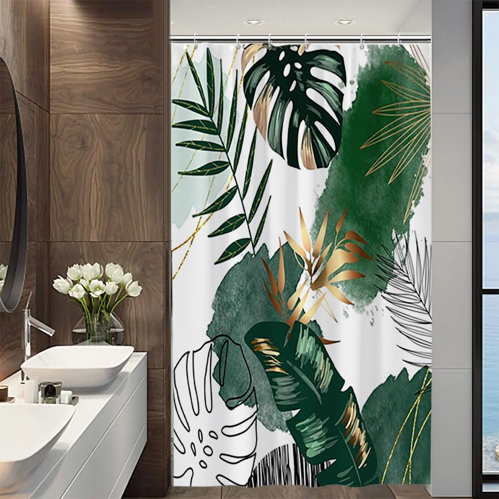 Uiiooazy Rideau Douche Vert Rideau De Douche Feuilles D'eucalyptus