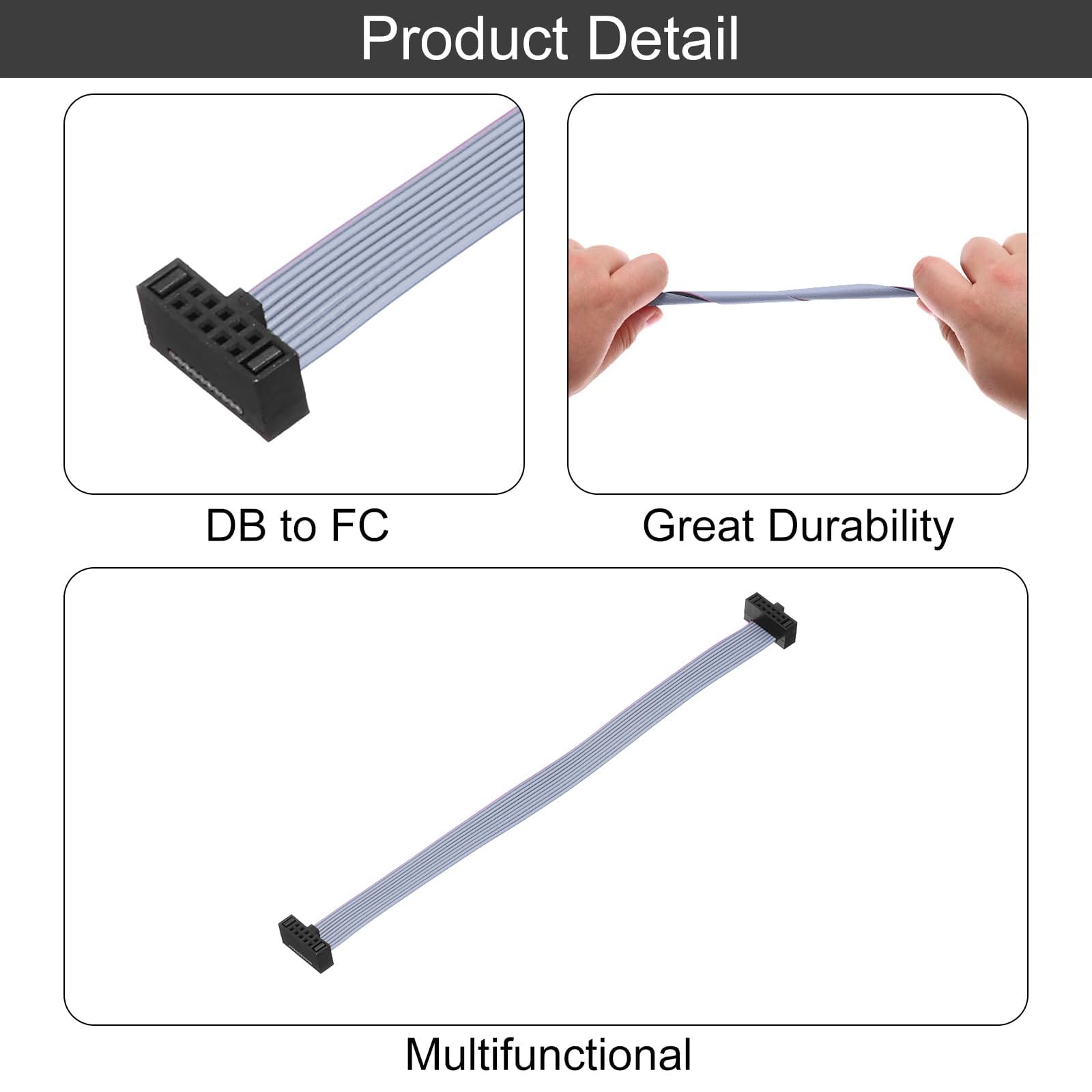 Unifizz Płaski kabel taśmowy IDC, 30-pinowy, skok 1,27 mm, długość 20 cm, złącze FC do FC, przewód połączeniowy typu A, do płyty głównej PC, drukarki 3D, wyświetlacza LED