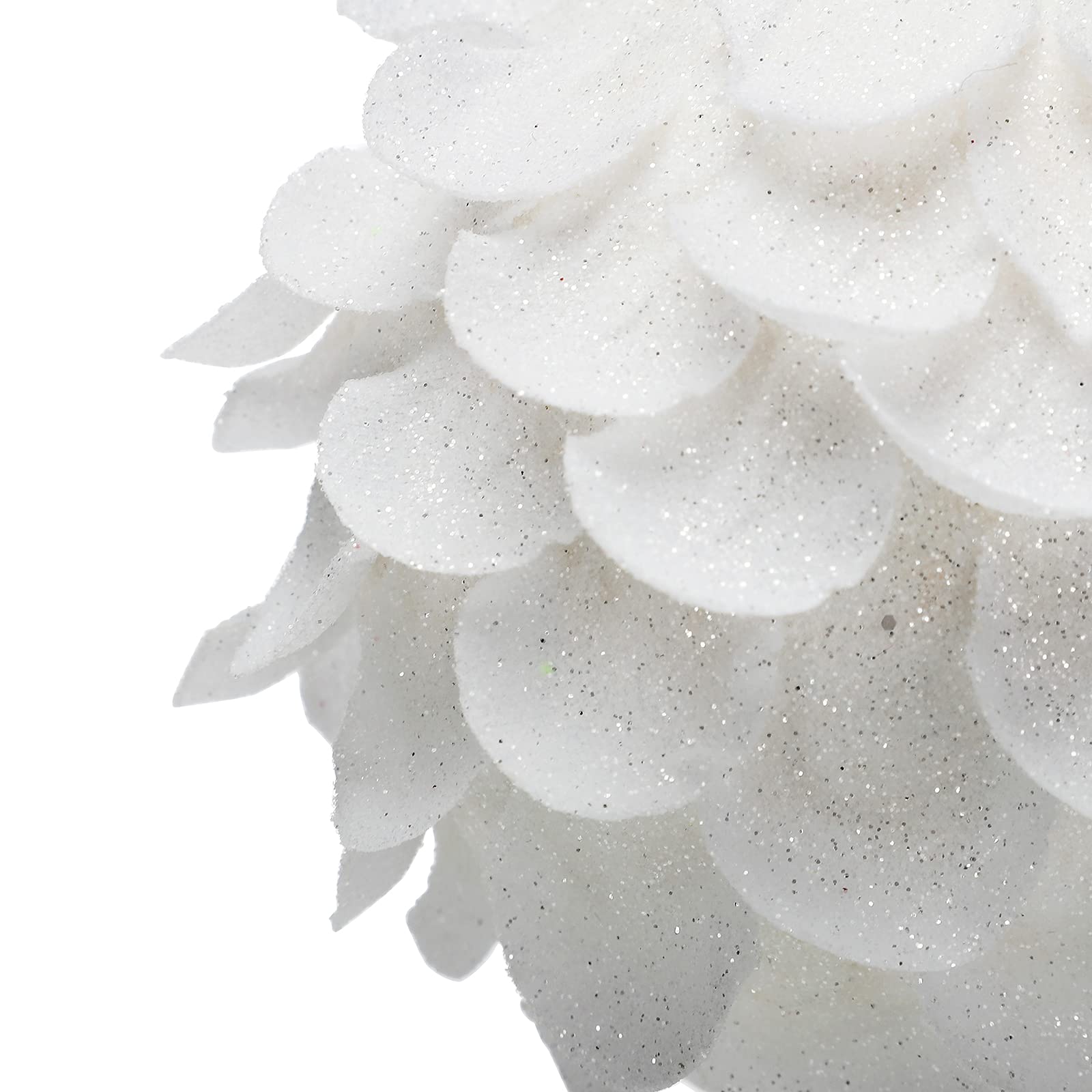 Bolas de Navidad, suministros de decoración, 6 piezas colgantes de bolas de Navidad, bolas colgantes de espuma con purpurina blanca como la nieve de 3,9 pulgadas con pétalo, adornos de bolas de árbol