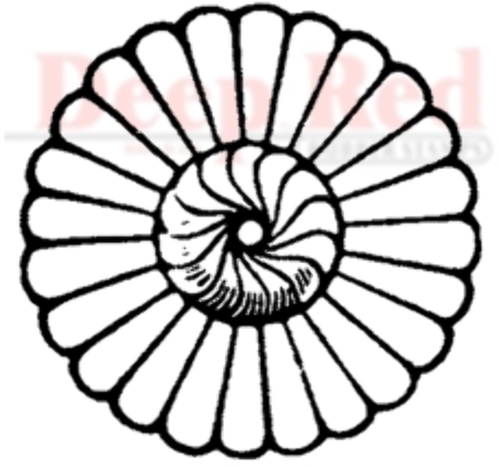 Deep Red Stamps Rosette Flower Rubber Cling Stamp 2 x 2 inches