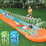 HOOLRO Water Slip and Slide for Kids and Adults with Surfboards, 16 Foot Outdoor Water Toys Backyard...