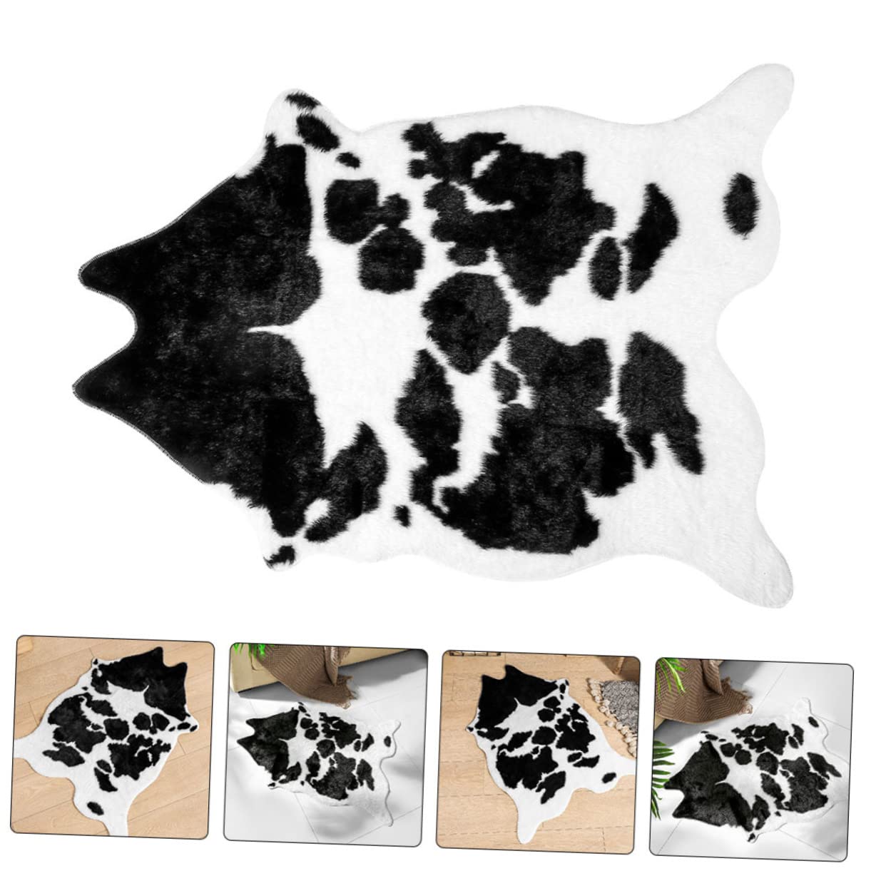 NOLITOY Tapis de Salon Antidérapant en Polyester, Motif Vache, 1 Pièce