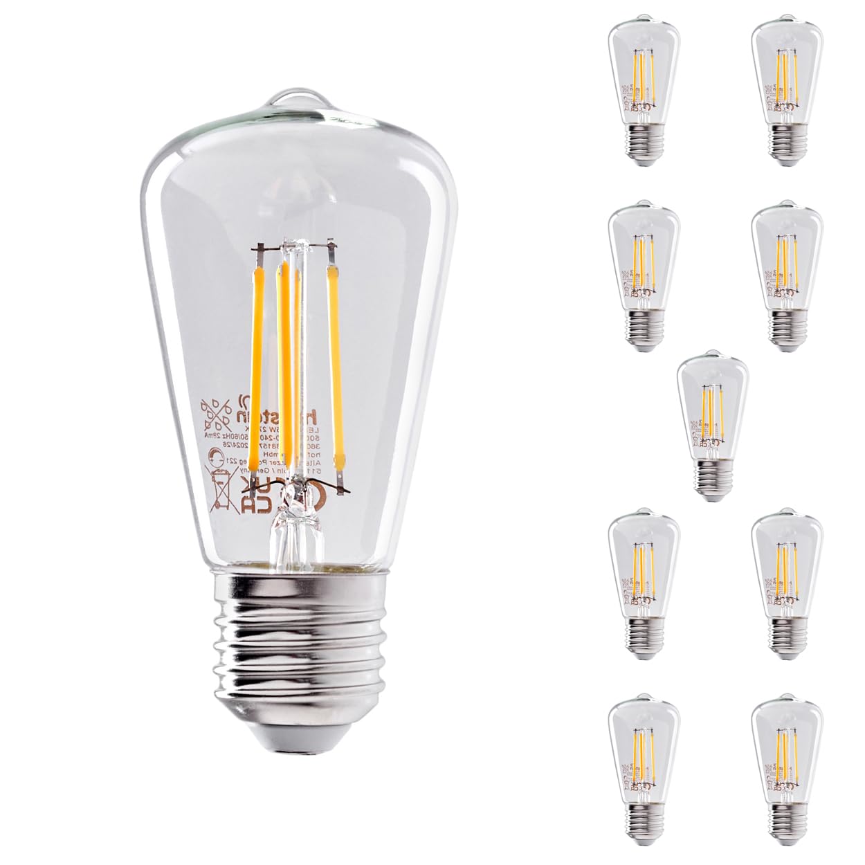 HOFSTEIN E27 LED Warmweiss 10er Set, Dimmbares Vintage Leuchtmittel in Glühbirnen Form, 5 Watt 2700 Kelvin 500 Lumen für Wohnraumbeleuchtung, Energiesparende LED Alternative zur klassischen Glühlampe