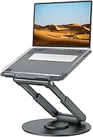 Tounee Telescopic Laptop Stand: 360° Swivel Base, Sit-Stand Height Adjustable 2-21", Portable Riser for 10-17" Laptops - Gray