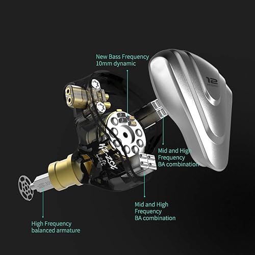 Miniatura 8 de Linsoul KZ ZSX 5BA+1DD Auriculares híbridos intrauditivos HiFi de 6 controladores con placa frontal de aleación de zinc, cable desmontable de 2