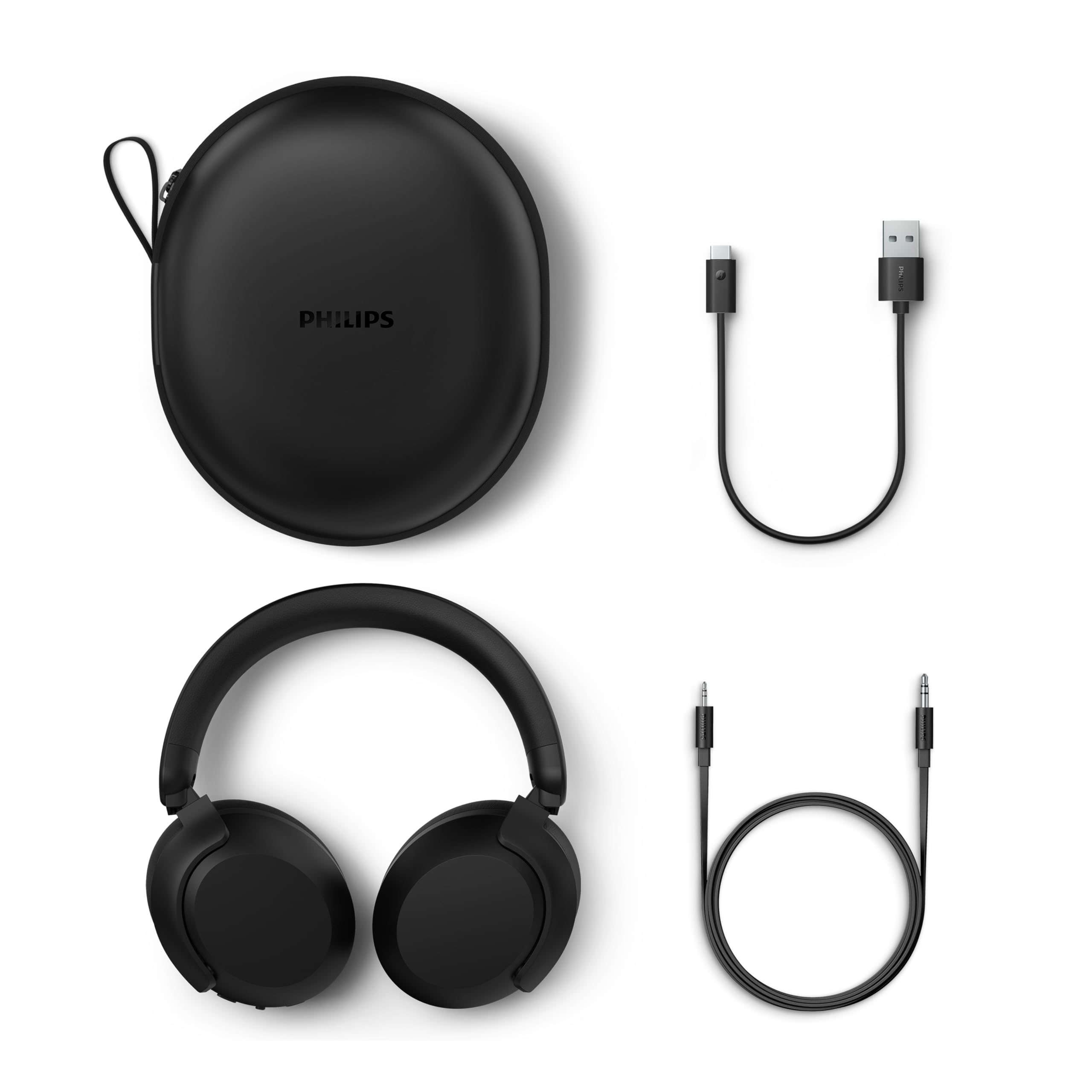 Philips TAH8000EBK/00 Bezprzewodowe słuchawki nauszne Bluetooth, redukcja szumów, czas odtwarzania 70 godzin, kompatybilne z asystentem głosowym, idealne do podróży, czarne