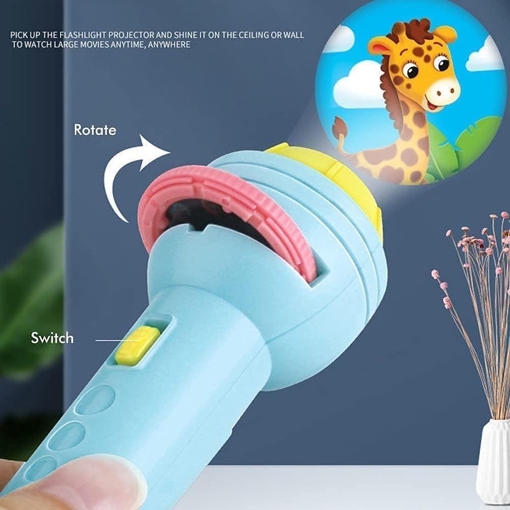 Kids Sleep Story Torch, Slide Projector Light with 56 Animal, Dinosaur, Transportation, Fruits & Digits Patterns - Image 4