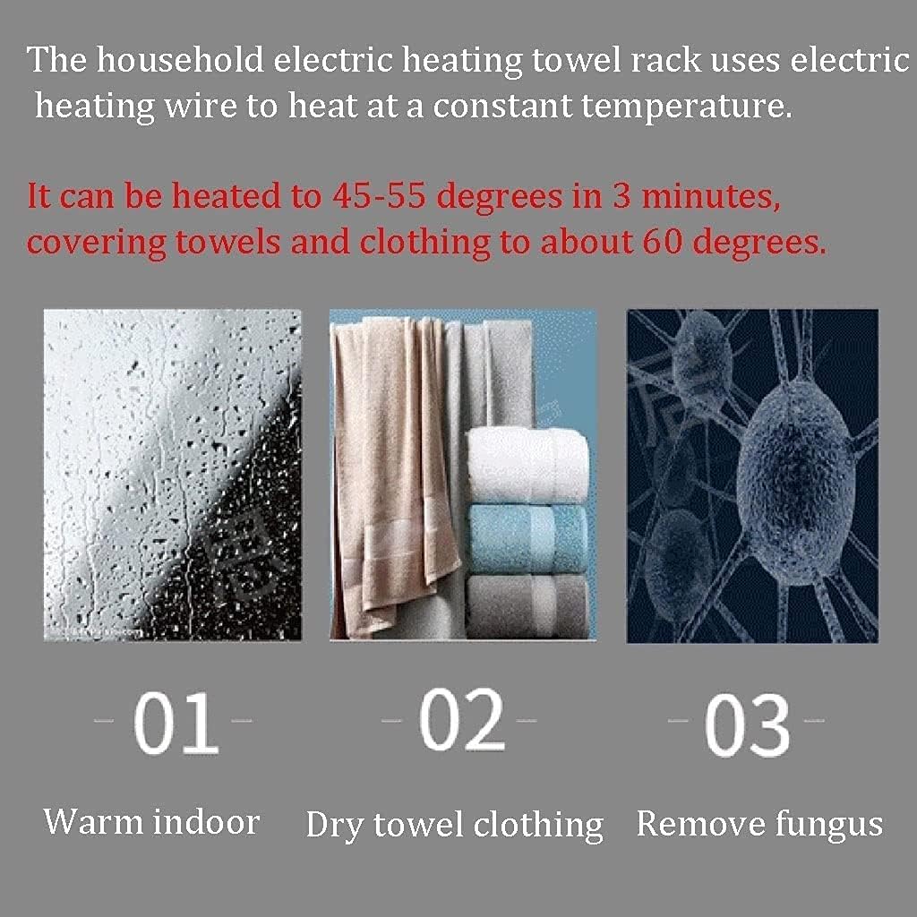 Towel Rack Bathroom Towel Drying Rack Electric 6-Bar Electric Heated Freestanding and Wall Mounted Design Towel Hanger Built-in Thermostat Easy Install