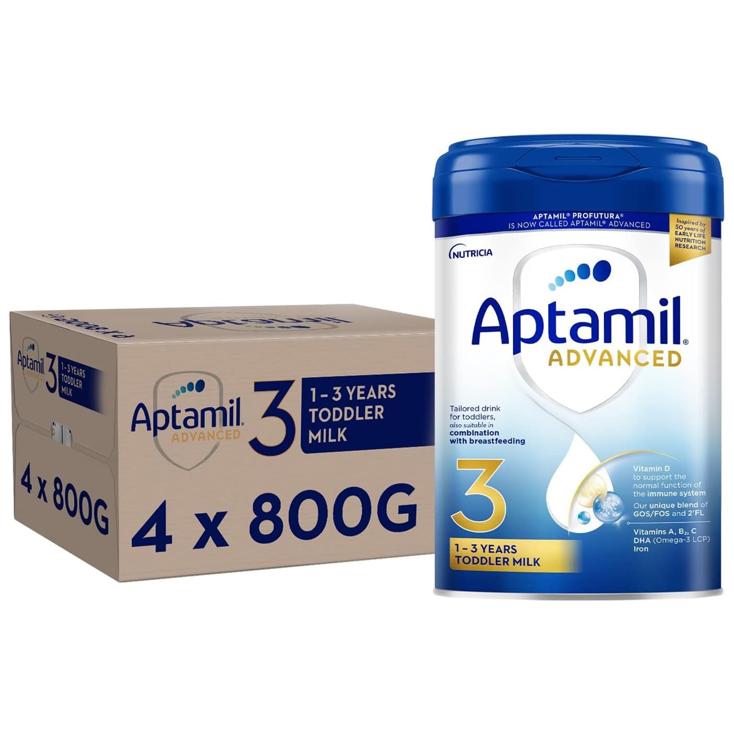 Aptamil Advanced 3 Toddler Baby Milk Powder Formula from 1 Year 800g (Pack of 4)