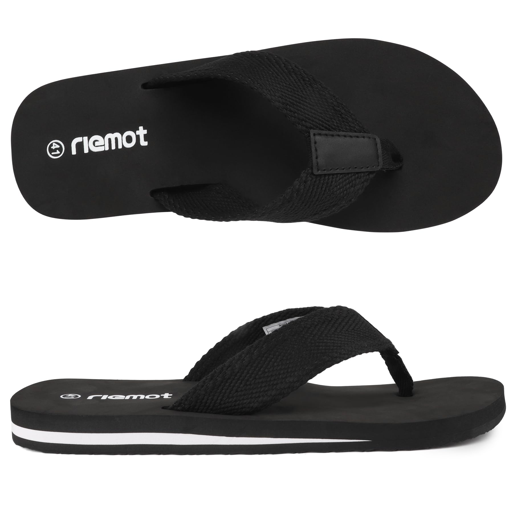riemot Tong Hommes, Flip Flop, Tongue, Claquettes Ete de Plage et Piscine,Confort et Légères avec Soutien de La Voûte Plantaire, Sandales de Marche Antidérapants, EU 41-47
