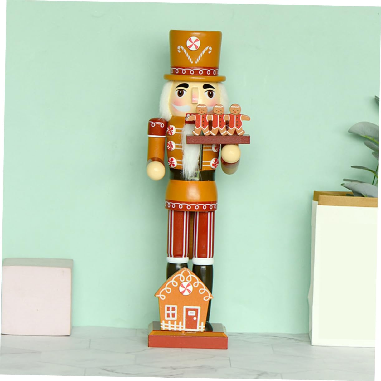 Statuette di Portanoci in Legno Chef Decorazione Natalizia per Casa di Pan di Spezia Ornamento in Legno per Tavolo e Libreria