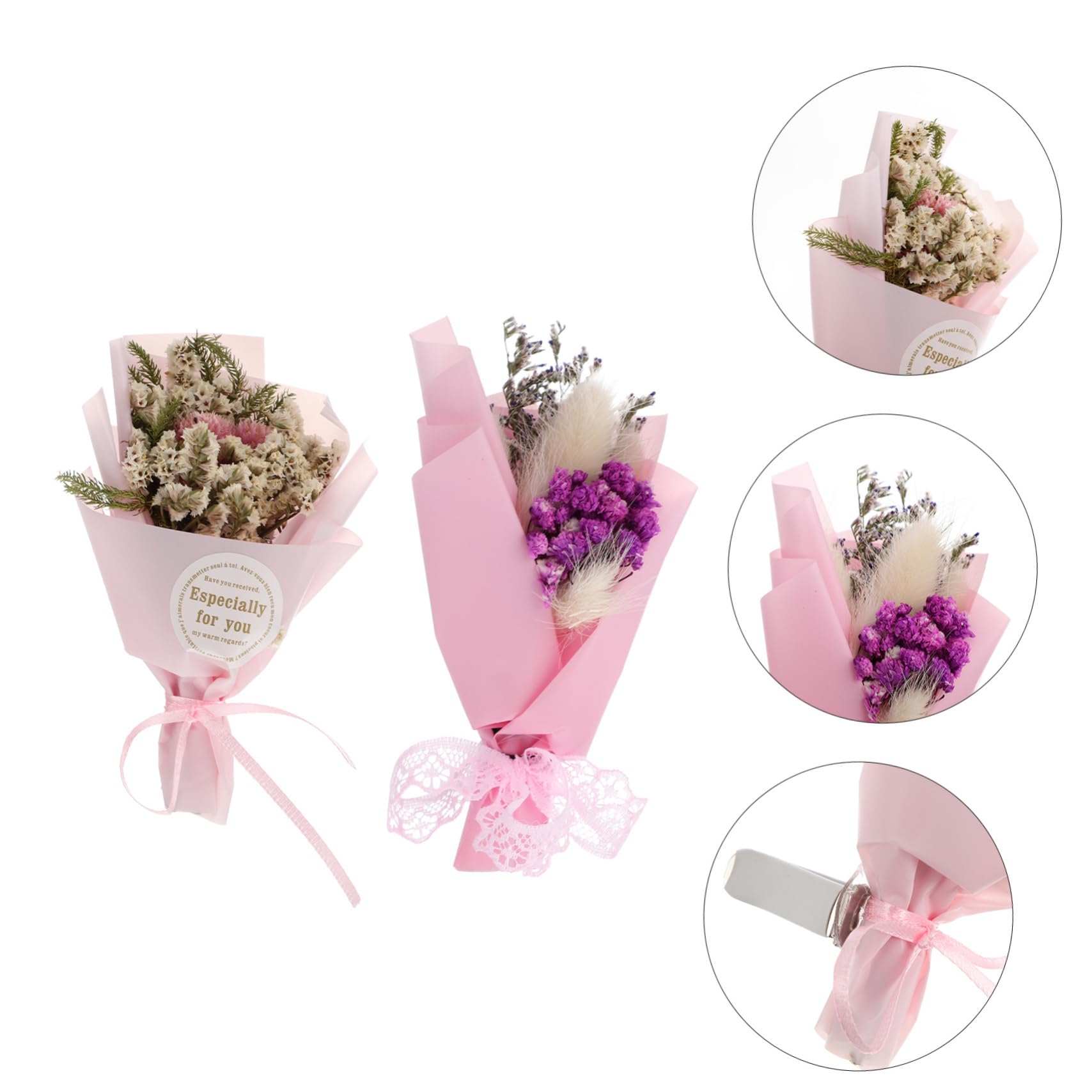 ULTECHNOVO 4pezzi Clip Per Auto Con Fiori Secchi Diffusore Per Aria Condizionata Decorazione Interna e Profumo Fresco Per Ogni Viaggio