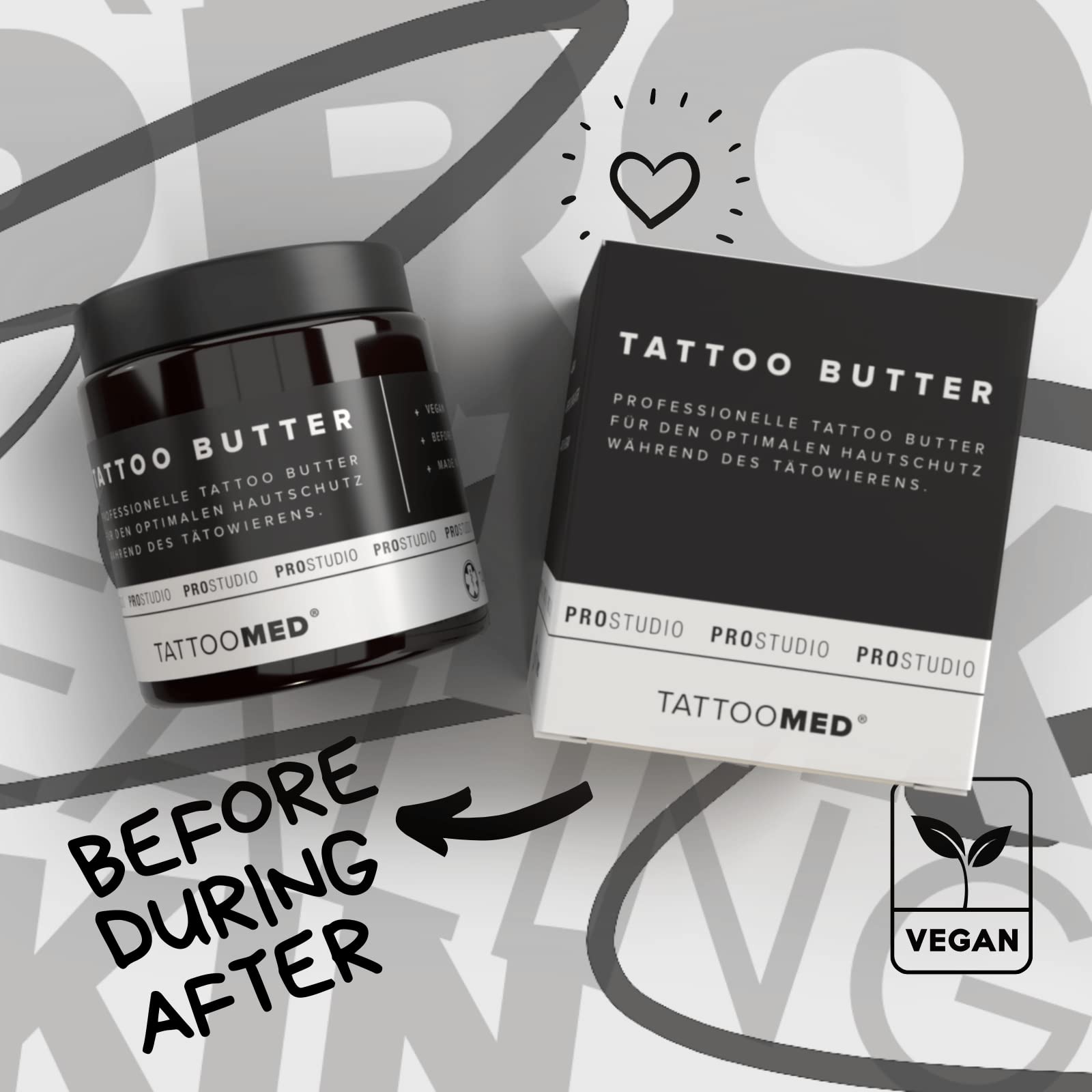 TattooMed® TATTOO BUTTER – Mantequilla profesional para tatuajes para una protección óptima de la piel – 120 ml