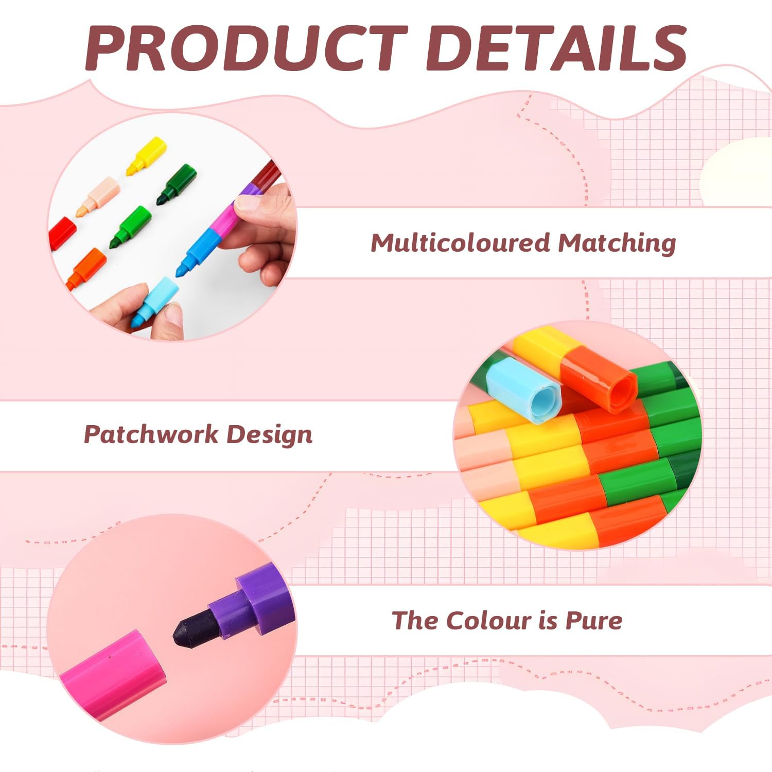 7 Lápices De Colores Apilables, Lápices De Cera Apilables, Lápices De Cera De Arcoíris, Bloques De Construcción, Lápices De Colores Enchufables Para Pintura, Regalo, Oficina