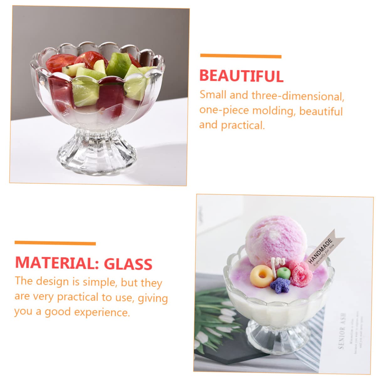 Set 6 Pezzi Coppe Di Gelato e Tazze Per Budino in Vetro Da 100 Ml, Resistenti Al Caldo e Freddo, Trasparenti Per Dessert e Uso Quotidiano