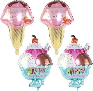 Ice Cream Balloons Foil Mylar Balloons Birthday Party Wedding Decorations 40.5"" 4PCS, Red